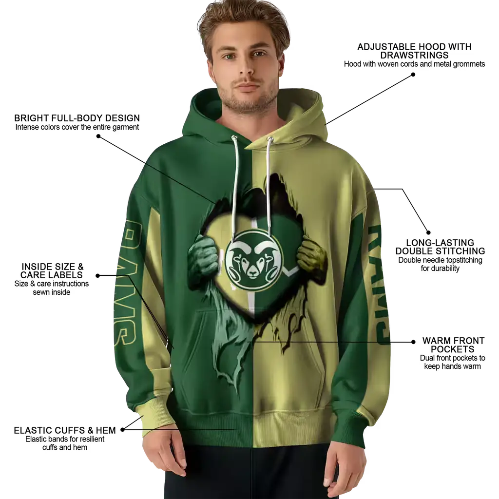 colorado state rams heartbeat graphic green hoodie latest model colorado state rams heartbeat graphic green hoodie latest model