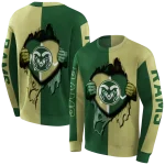 colorado state rams heartbeat graphic green hoodie best selling