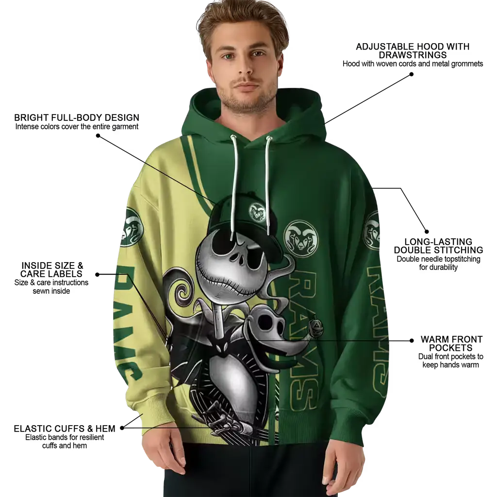 colorado state rams jack skellington green hoodie latest model colorado state rams jack skellington green hoodie latest model