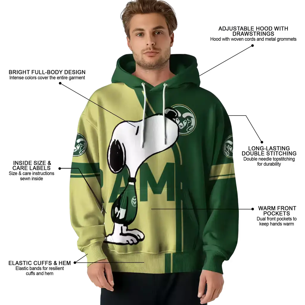 colorado state rams playful snoopy green hoodie latest model colorado state rams playful snoopy green hoodie latest model