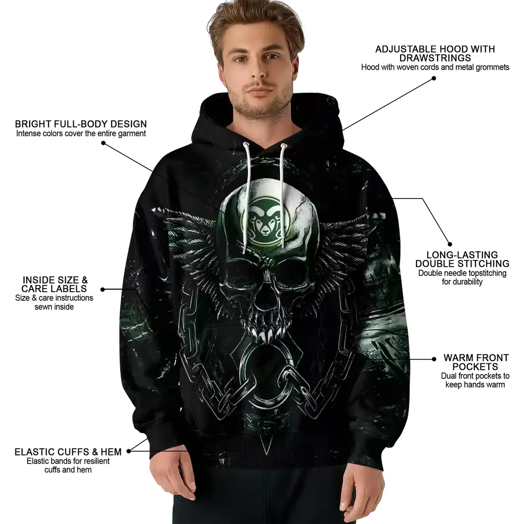 colorado state rams skull artwork green black hoodie latest model colorado state rams skull artwork green black hoodie latest model