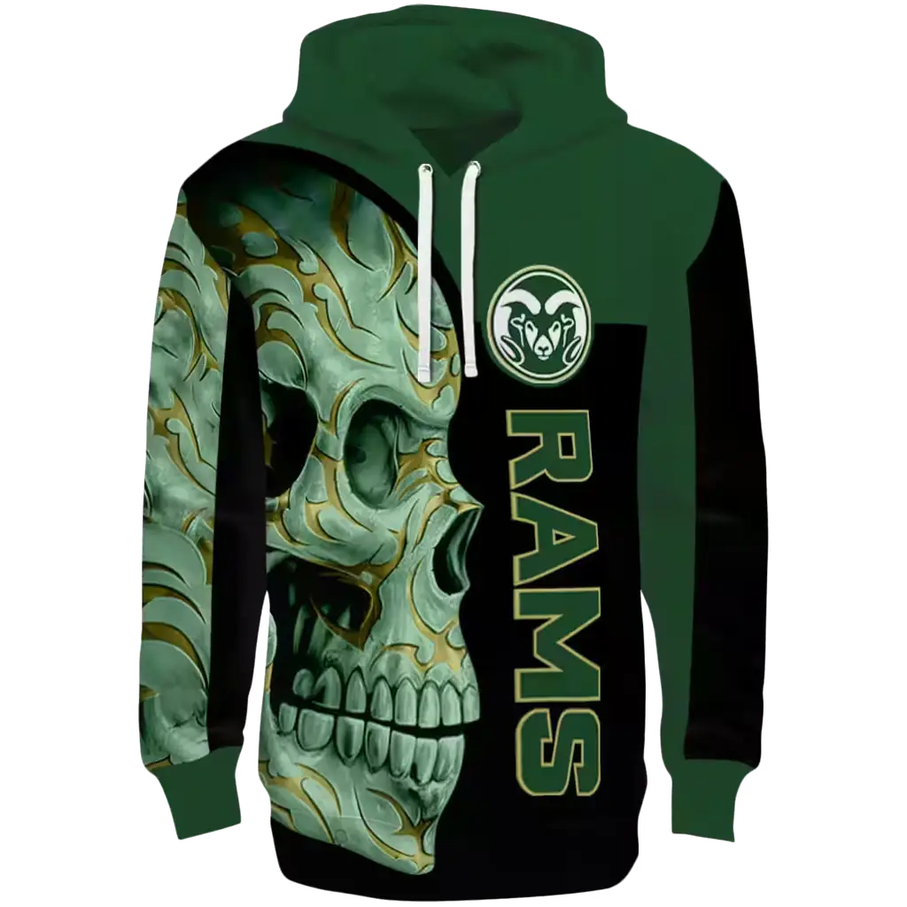 colorado state rams skull motif green black hoodie best selling colorado state rams skull motif green black hoodie best selling