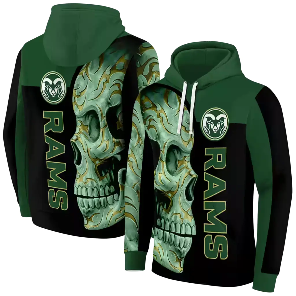 colorado state rams skull motif green black hoodie fashion forward colorado state rams skull motif green black hoodie fashion forward
