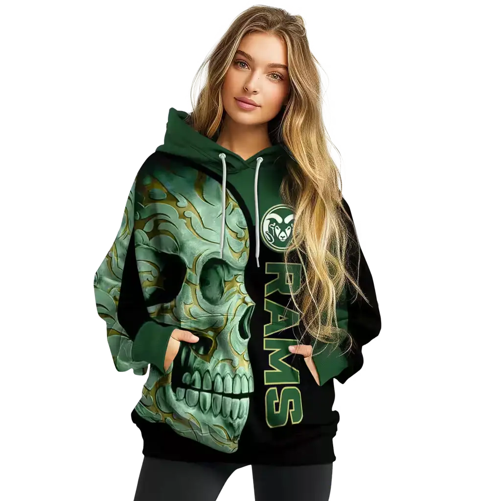 colorado state rams skull motif green black hoodie high quality colorado state rams skull motif green black hoodie high quality
