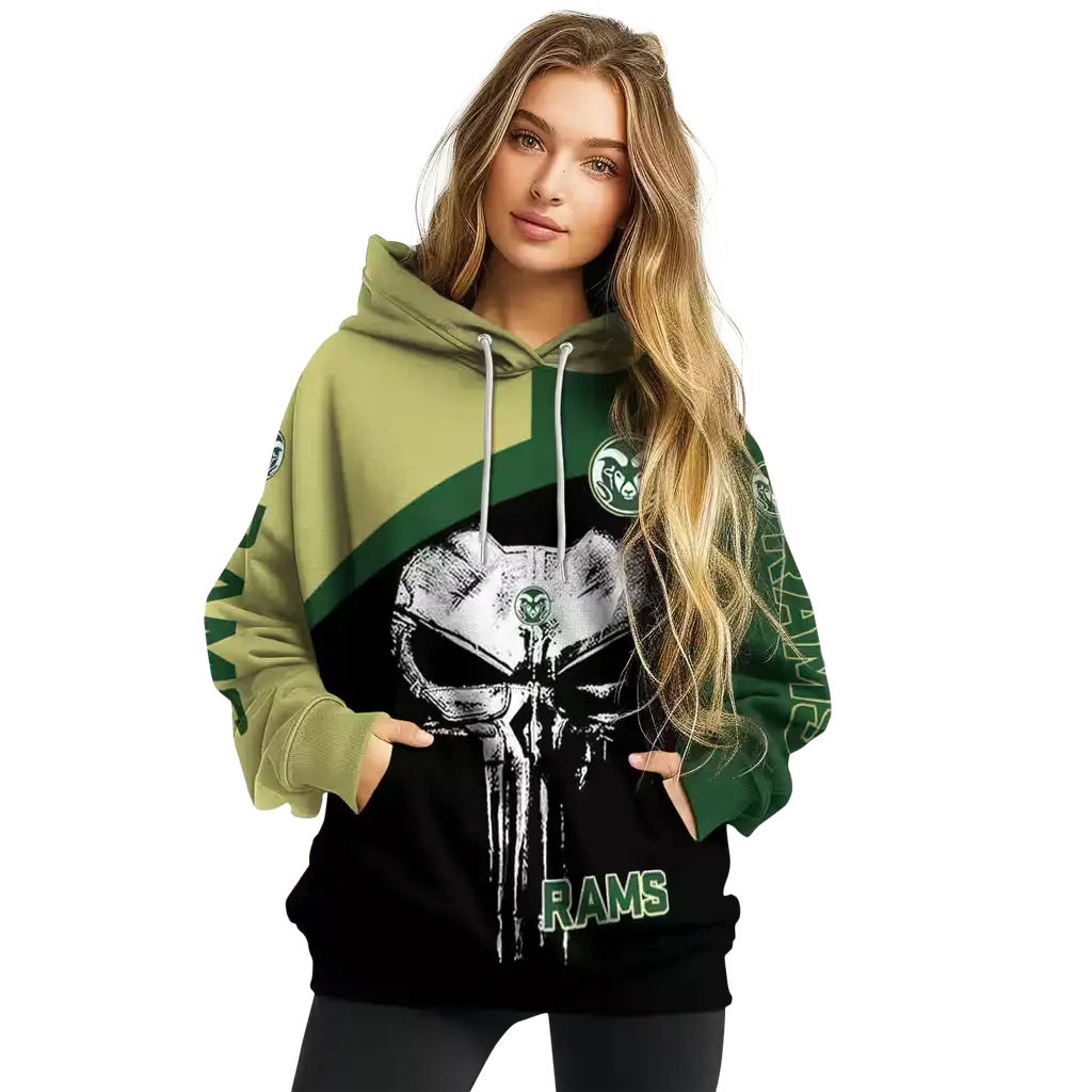 colorado state rams skull punisher gold black hoodie high quality colorado state rams skull punisher gold black hoodie high quality