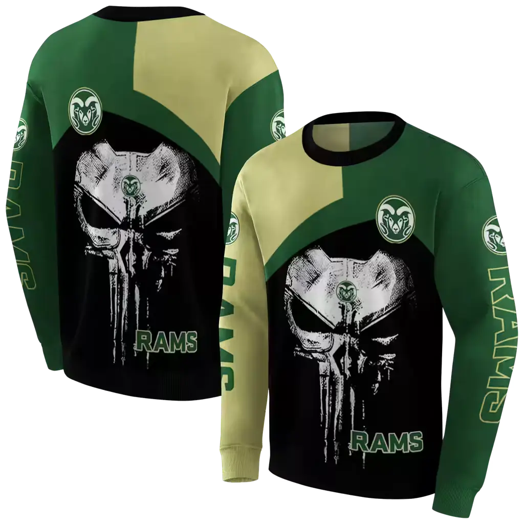colorado state rams skull punisher gold black hoodie premium grade colorado state rams skull punisher gold black hoodie premium grade