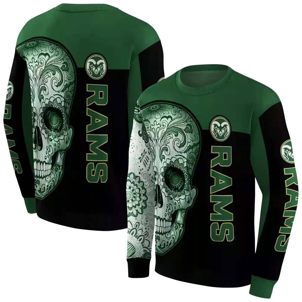 colorado state rams sugar skull green black hoodie premium grade colorado state rams sugar skull green black hoodie premium grade