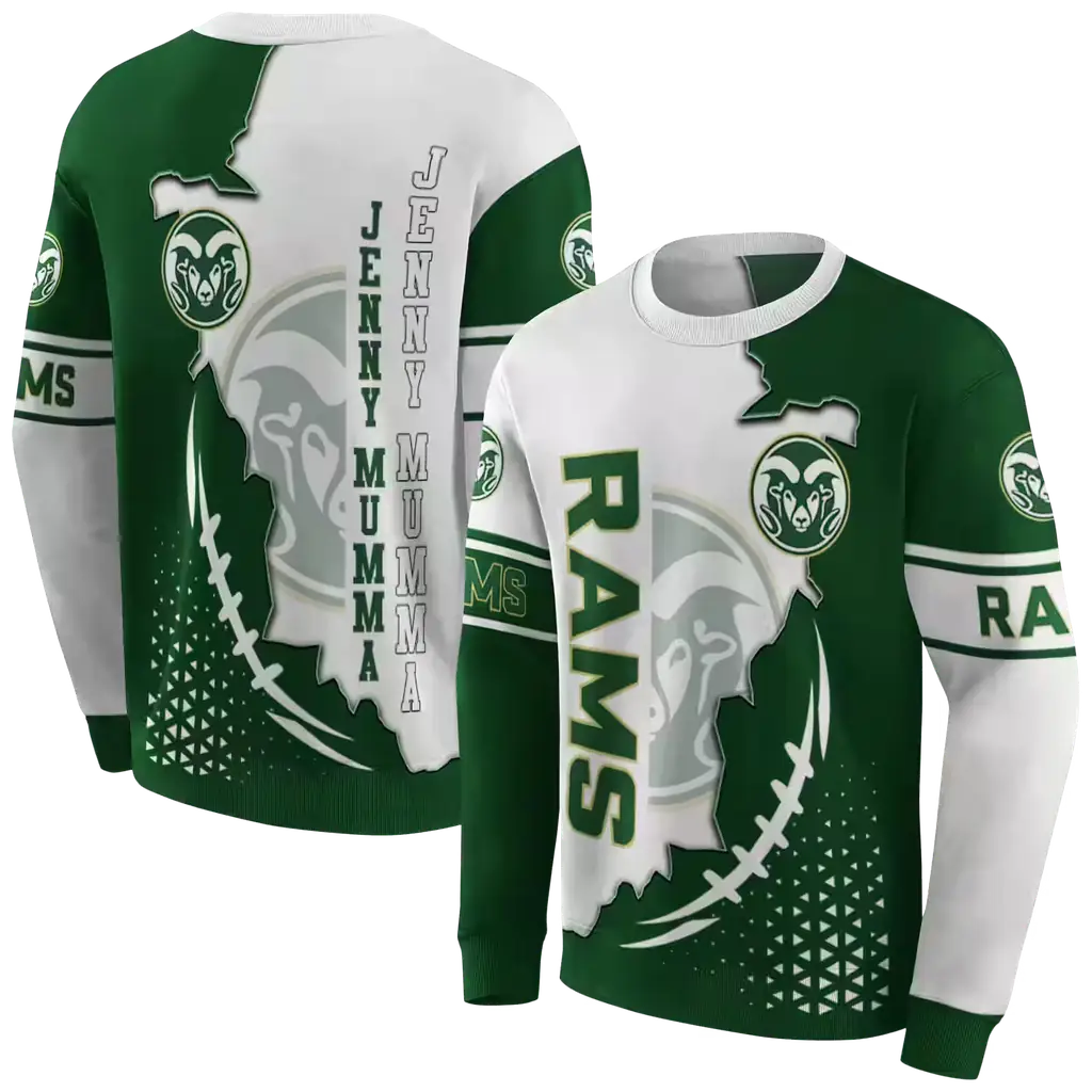 colorado state rams triangular pattern green white hoodie premium grade colorado state rams triangular pattern green white hoodie premium grade