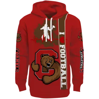 cornell big red football heartbeat red hoodie best selling