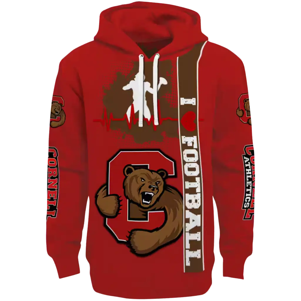 cornell big red football heartbeat red hoodie best selling cornell big red football heartbeat red hoodie best selling
