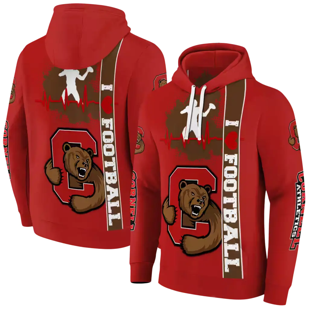 cornell big red football heartbeat red hoodie fashion forward cornell big red football heartbeat red hoodie fashion forward