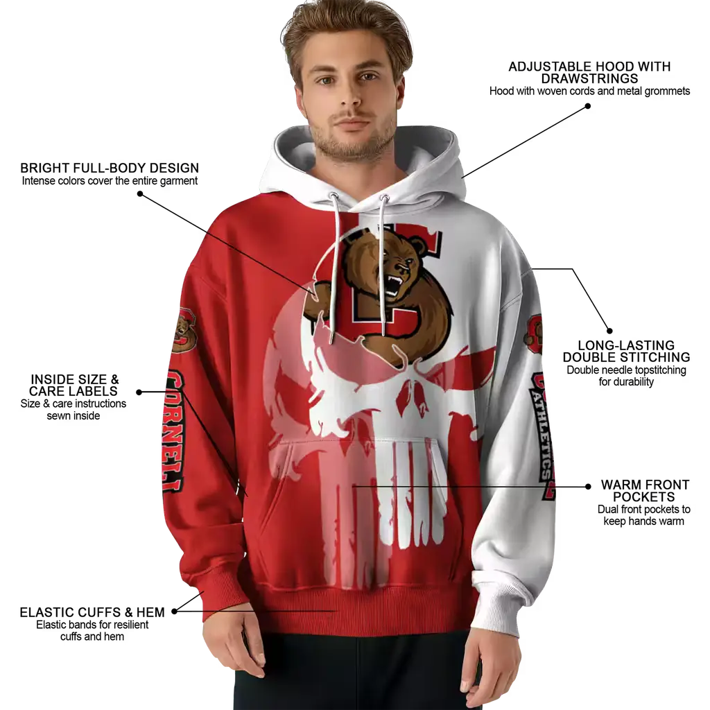 cornell big red graphic punisher red white hoodie latest model cornell big red graphic punisher red white hoodie latest model