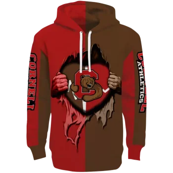 cornell big red heartbeat graphic red hoodie best selling