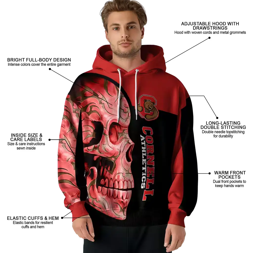 cornell big red skull motif red black hoodie latest model cornell big red skull motif red black hoodie latest model