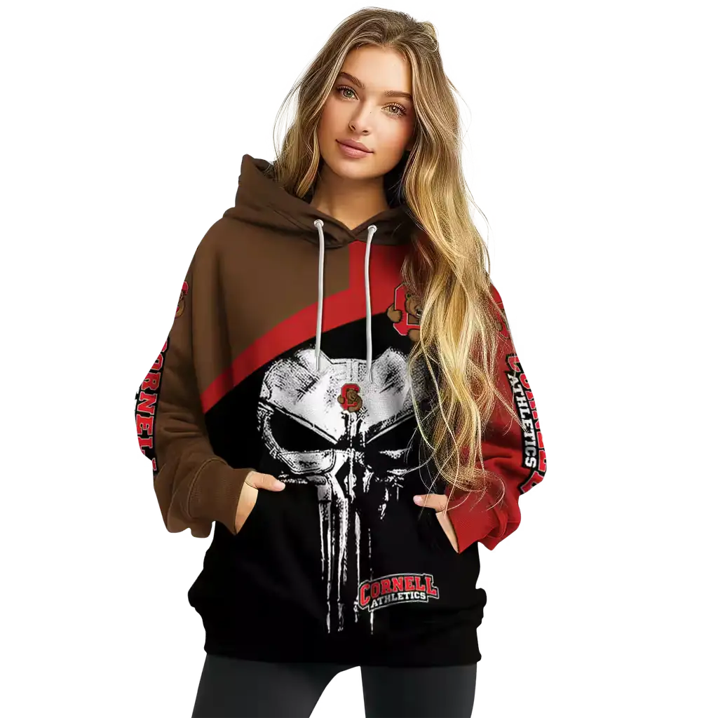 cornell big red skull punisher brown black hoodie high quality cornell big red skull punisher brown black hoodie high quality