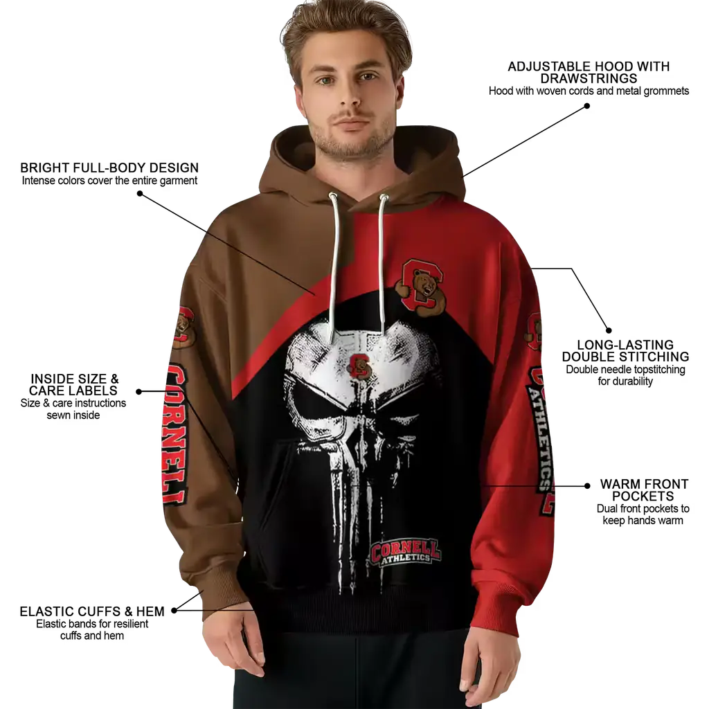cornell big red skull punisher brown black hoodie latest model cornell big red skull punisher brown black hoodie latest model