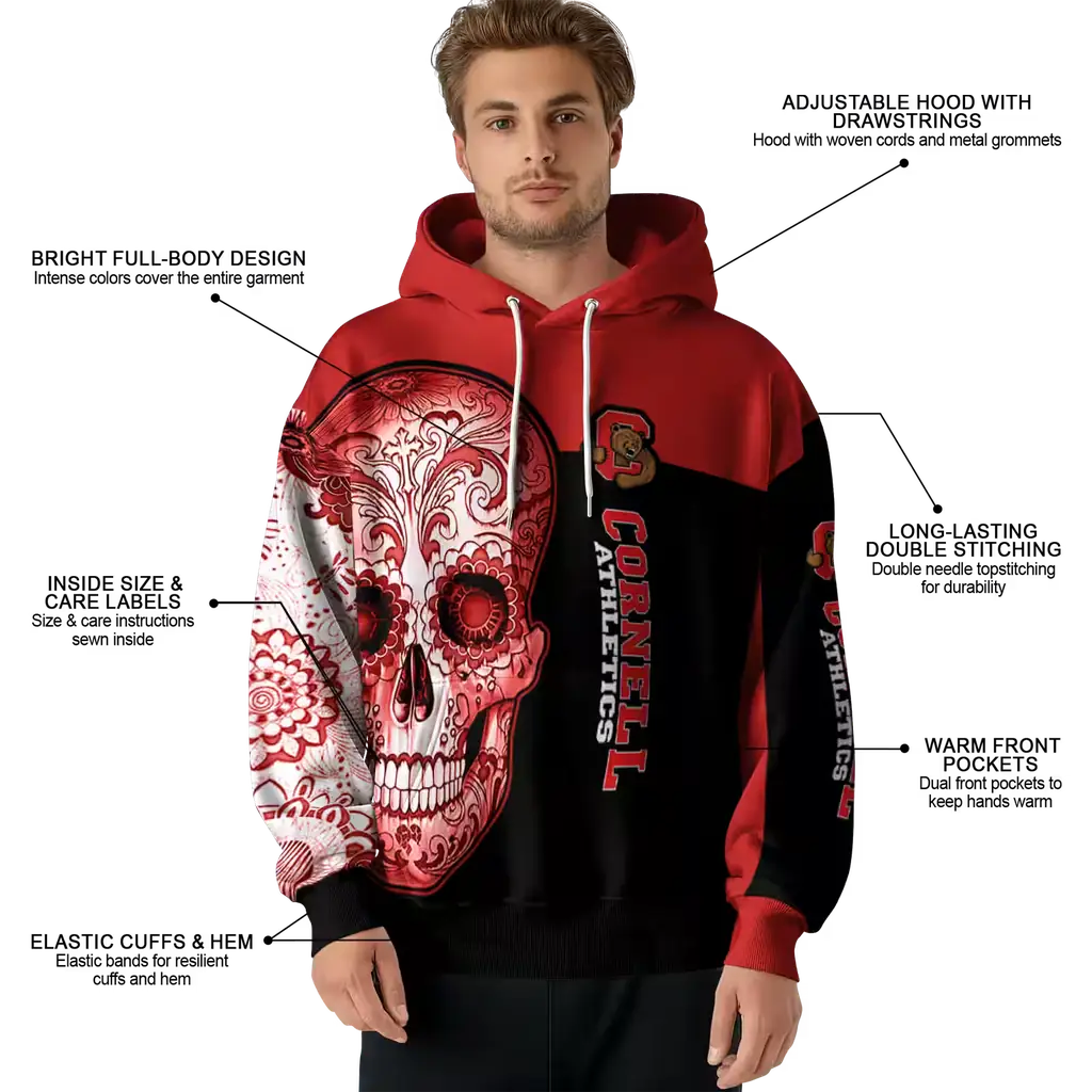 cornell big red sugar skull red black hoodie latest model cornell big red sugar skull red black hoodie latest model