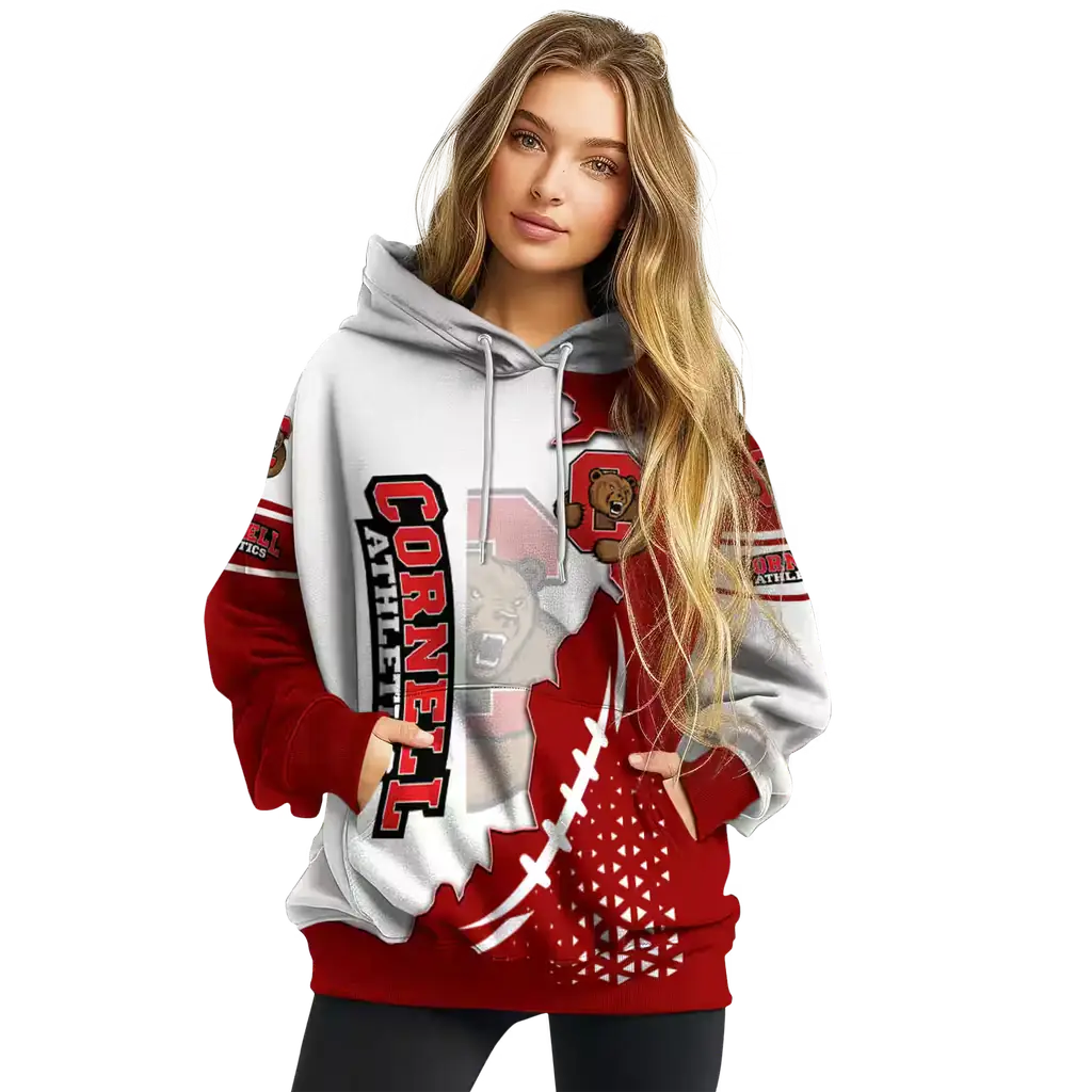 cornell big red triangular pattern red white hoodie high quality cornell big red triangular pattern red white hoodie high quality