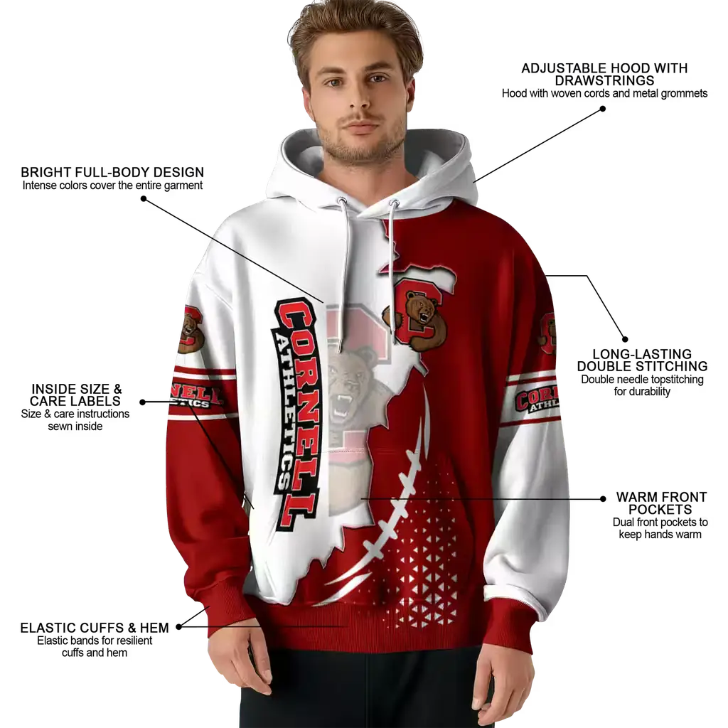 cornell big red triangular pattern red white hoodie latest model cornell big red triangular pattern red white hoodie latest model