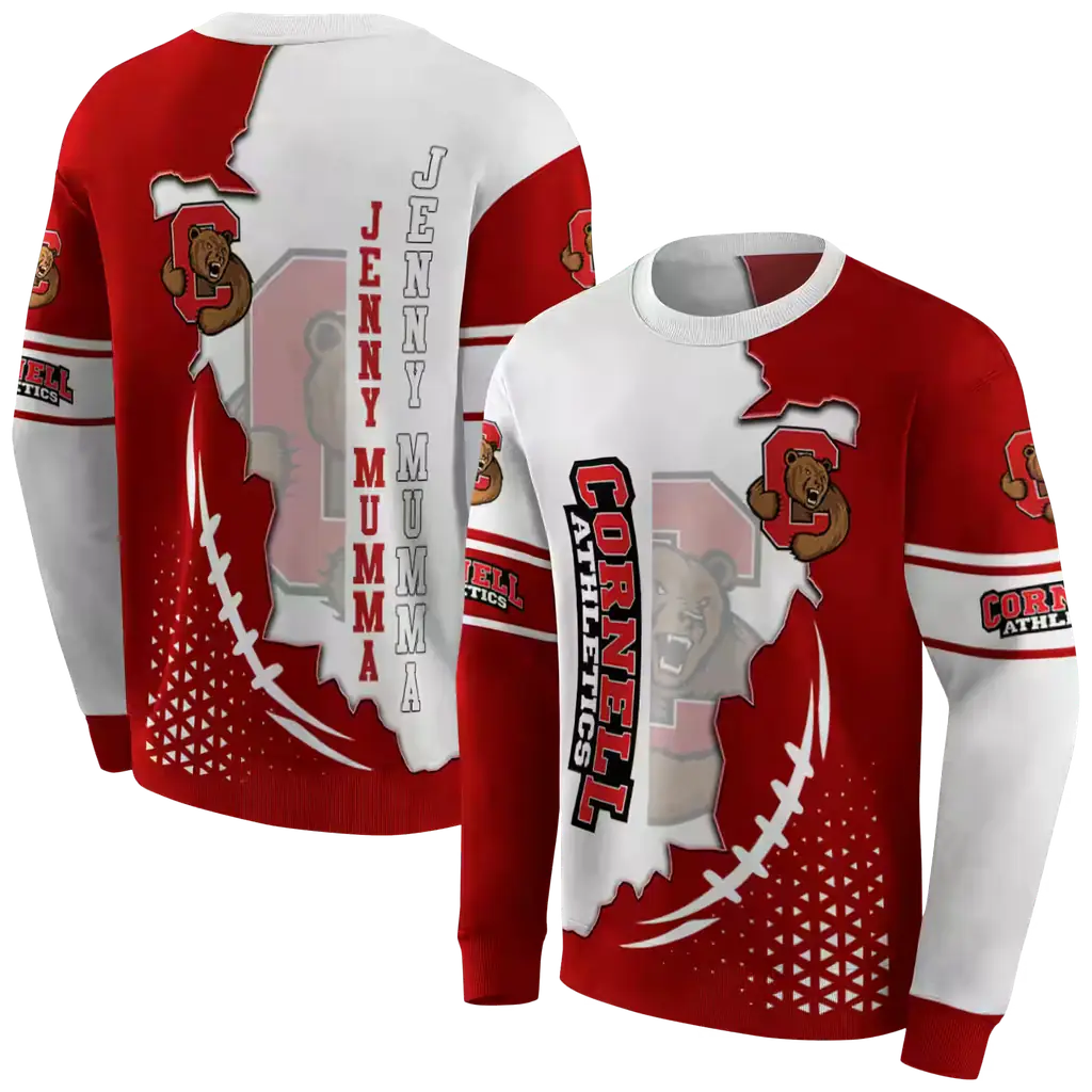 cornell big red triangular pattern red white hoodie premium grade cornell big red triangular pattern red white hoodie premium grade