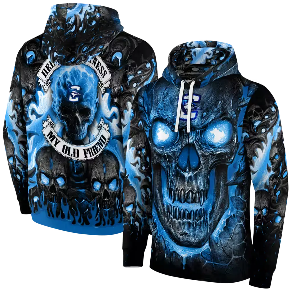 creighton bluejays demonic skull blue black hoodie fashion forward creighton bluejays demonic skull blue black hoodie fashion forward