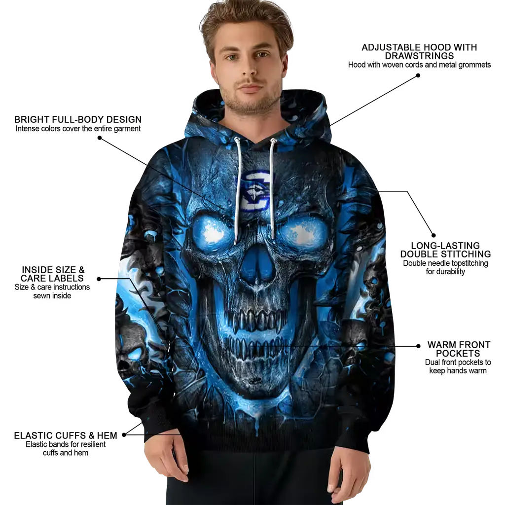 creighton bluejays demonic skull blue black hoodie latest model creighton bluejays demonic skull blue black hoodie latest model