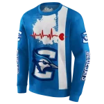 creighton bluejays football heartbeat blue hoodie best selling