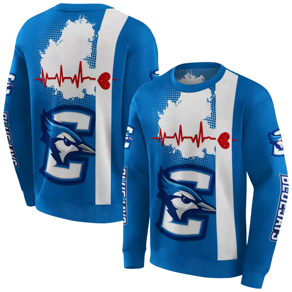 creighton bluejays football heartbeat blue hoodie premium grade creighton bluejays football heartbeat blue hoodie premium grade