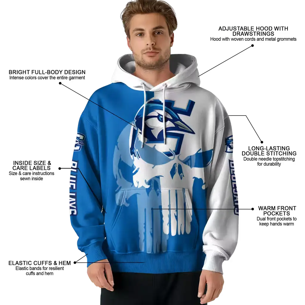 creighton bluejays graphic punisher blue white hoodie latest model creighton bluejays graphic punisher blue white hoodie latest model