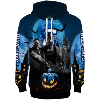 creighton bluejays halloween vibes blue black hoodie best selling