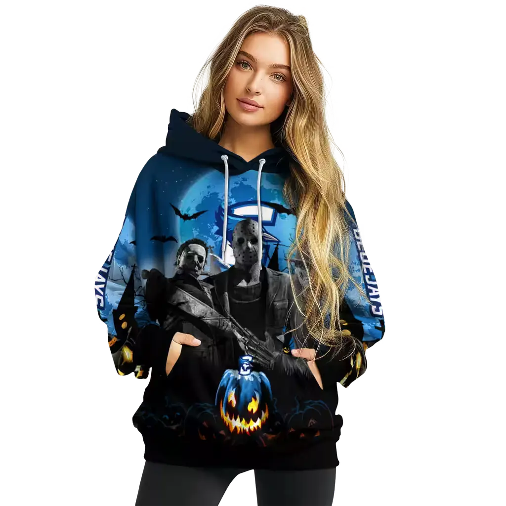 creighton bluejays halloween vibes blue black hoodie high quality creighton bluejays halloween vibes blue black hoodie high quality