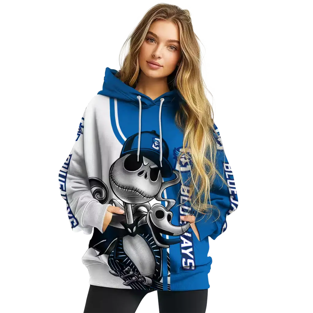 creighton bluejays jack skellington blue hoodie high quality creighton bluejays jack skellington blue hoodie high quality