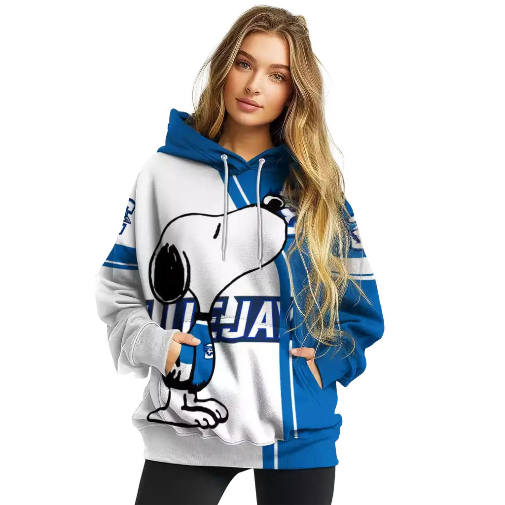creighton bluejays playful snoopy blue hoodie high quality creighton bluejays playful snoopy blue hoodie high quality