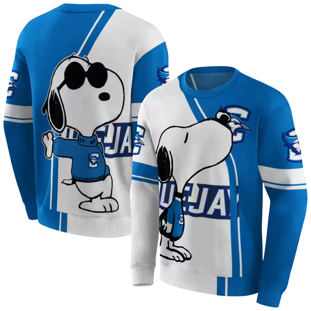 creighton bluejays playful snoopy blue hoodie premium grade creighton bluejays playful snoopy blue hoodie premium grade