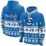 creighton bluejays reindeer motif blue hoodie best selling