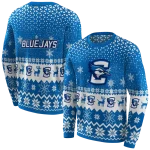 creighton bluejays reindeer motif blue hoodie best selling