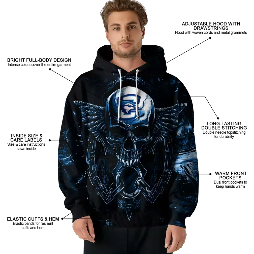 creighton bluejays skull artwork blue black hoodie latest model creighton bluejays skull artwork blue black hoodie latest model