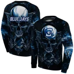 creighton bluejays skull artwork blue black hoodie best selling