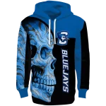 creighton bluejays skull motif blue black hoodie best selling