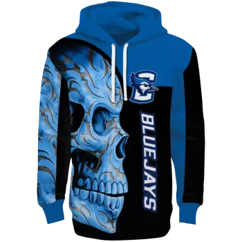 creighton bluejays skull motif blue black hoodie best selling