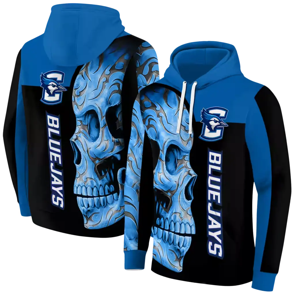 creighton bluejays skull motif blue black hoodie fashion forward creighton bluejays skull motif blue black hoodie fashion forward