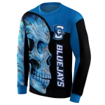 creighton bluejays skull motif blue black hoodie best selling