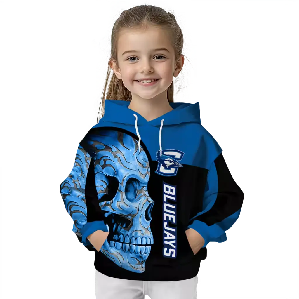 creighton bluejays skull motif blue black hoodie top rated creighton bluejays skull motif blue black hoodie top rated