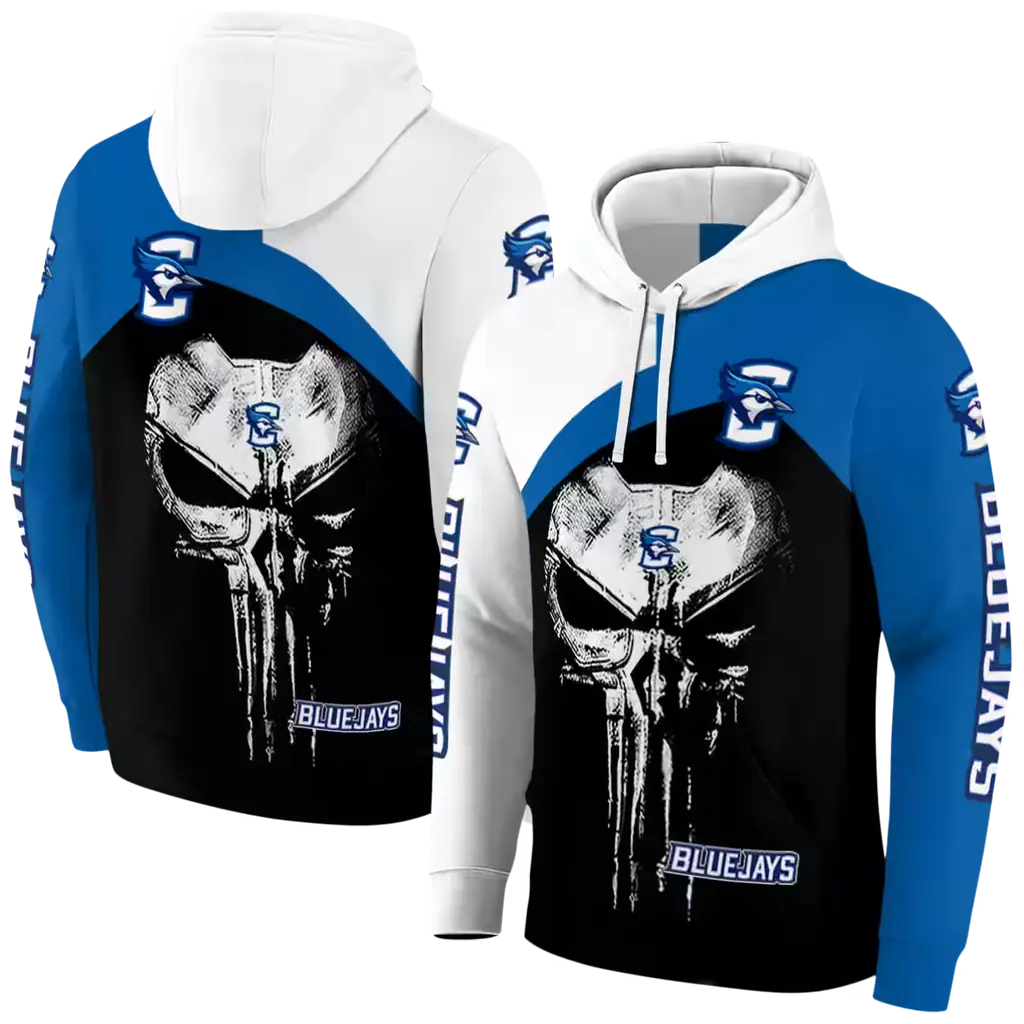 creighton bluejays skull punisher white black hoodie fashion forward creighton bluejays skull punisher white black hoodie fashion forward