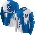 creighton bluejays splatter effect blue hoodie best selling