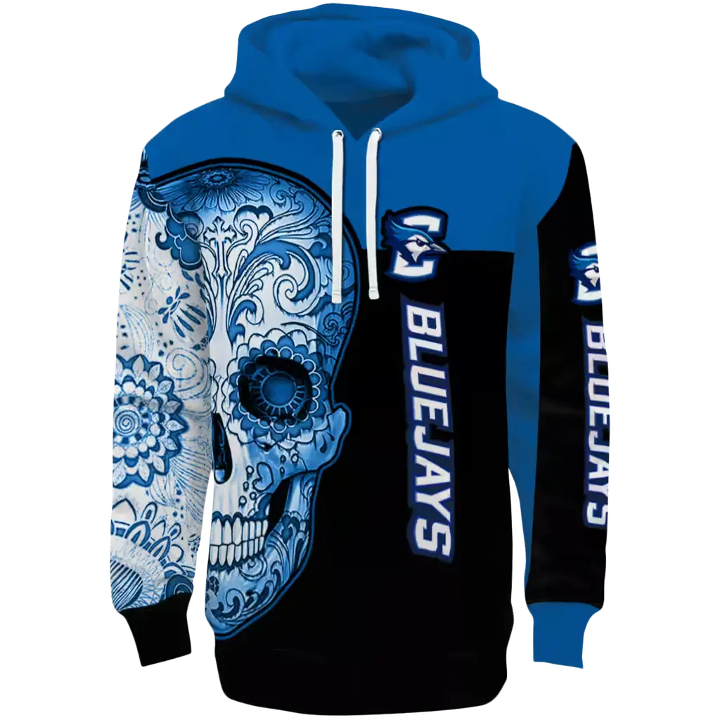 creighton bluejays sugar skull blue black hoodie best selling creighton bluejays sugar skull blue black hoodie best selling