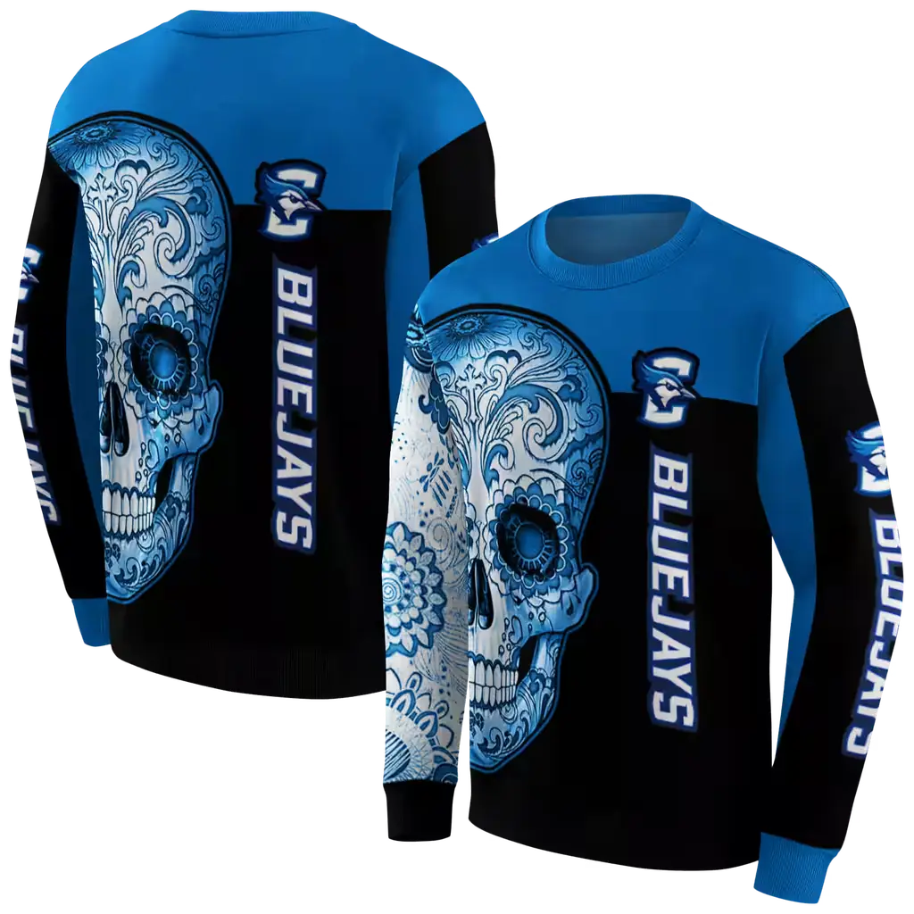 creighton bluejays sugar skull blue black hoodie premium grade creighton bluejays sugar skull blue black hoodie premium grade