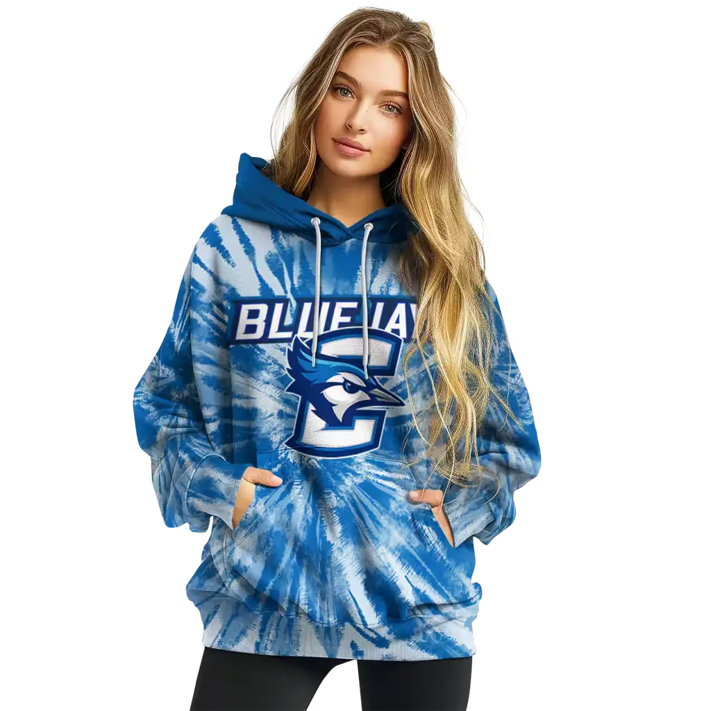 creighton bluejays tie dye pattern blue hoodie high quality creighton bluejays tie dye pattern blue hoodie high quality