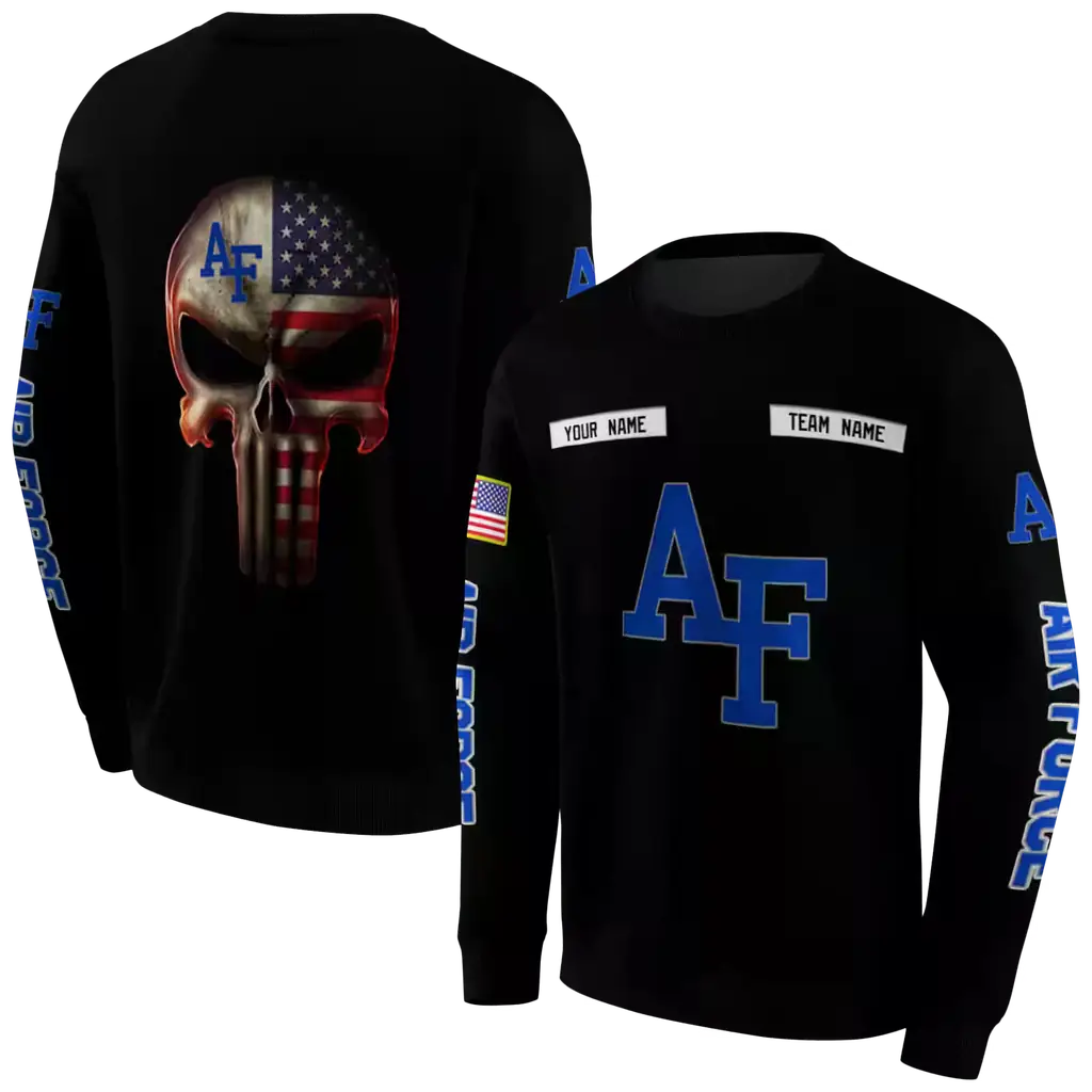 custom air force falcons punisher skull black hoodie premium grade custom air force falcons punisher skull black hoodie premium grade