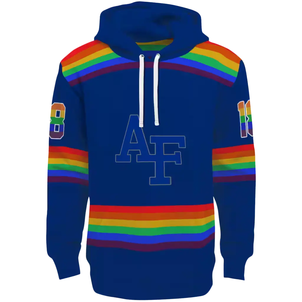 custom air force falcons rainbow stripes blue hoodie best selling custom air force falcons rainbow stripes blue hoodie best selling